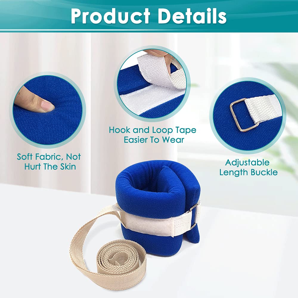 NEPPT Bed Restraints for Elderly Dementia Patients Ankle and Wrist Restraints Limb Holders Hospital Bed Rails for Elderly Adults Safety Medical Bed Restraints Straps for Seniors Soft Padded (4 PCS)