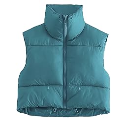 Kissonic Women's Crop Puffer Vest Lightweight Stand