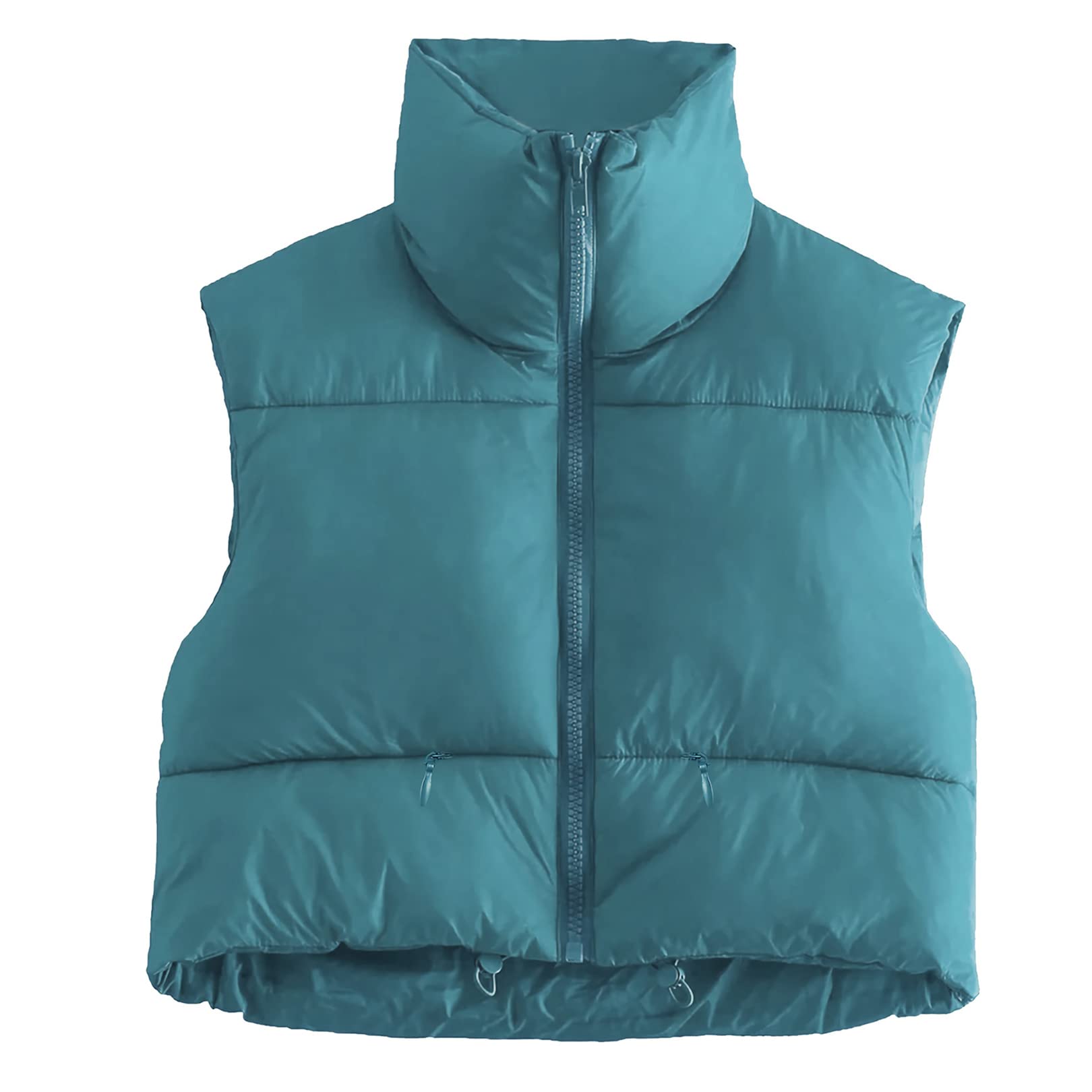 Kissonic Women's Crop Puffer Vest Lightweight Stand
