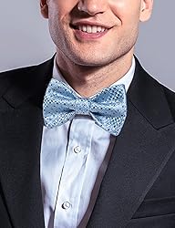 DiBanGu Light Blue Bow Ties for Men Self Tie Bow