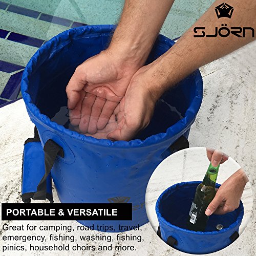 SJORN Premium Compact Collapsible Bucket & Lid 10L or 15L Portable Folding Water Container