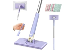Snap Grip Mini Mop, 2026 Upgraded Zero Touch Mini Mops, Cloth Changing MiniMop with Automatic Hands Free Push Pull Handle, We