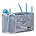 Mindspace Office Desk Organizer with 8 Compartments + Drawer | Desk Caddy Pen Holder For Office Accessories | The Mesh Collection, Silver