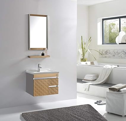Fuao Unique Wall Mounted Designer Art Bathroom Vanity With Cabinet