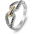 YYSuniee Designer Inspired Two Tone Crossover Band Ring 18K Gold Plated Twisted Eternity Cable Rings for Women Gift