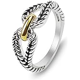 YYSuniee Designer Inspired Two Tone Crossover Band Ring Fashion Twisted Eternity Cable Rings for Women Gift