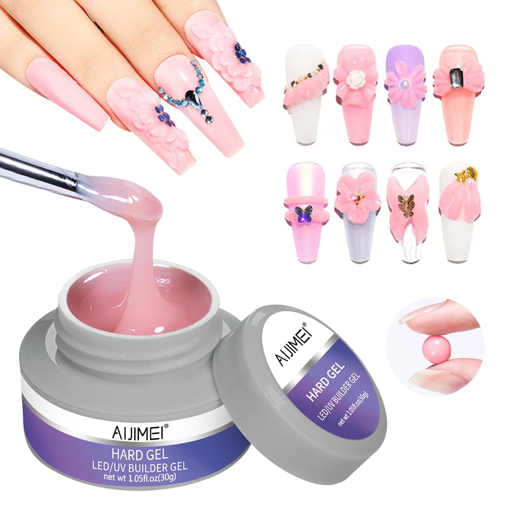 AIJIMEI Pink Color Gel Builder for Nails 30g Builder Gel for Nails Manicure Nail Gel Builder Nail Design in a Bottle Hard Gel Builder for Nails (Pink-30g/1.05fl.oz)