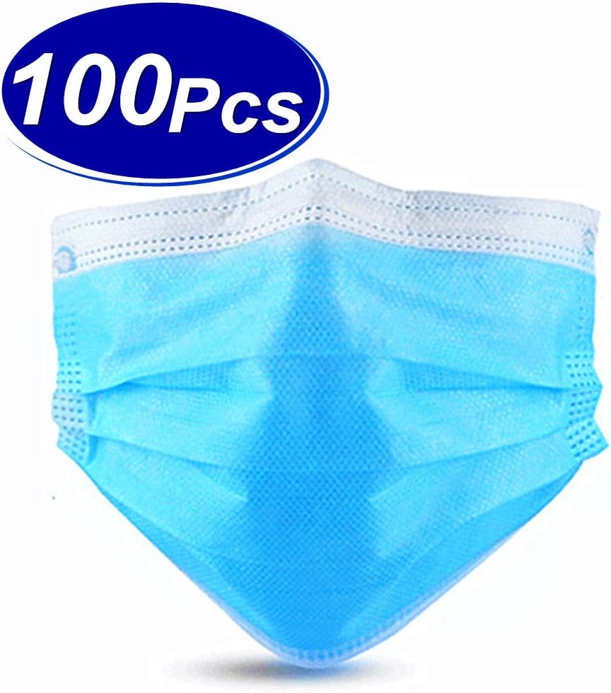 100 Pieces 3-Ply Disposable Face Mask, Earloop Filter Mouth Masks, Breathable Comfortable Dust Mask Mouth Cover, Great for People Preventing Air Pollution