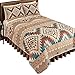 Collections Etc Reversible Southwest Geometric Aztec Quilt with Coordinating Tribal Pattern on Reverse Side, Full/Queen