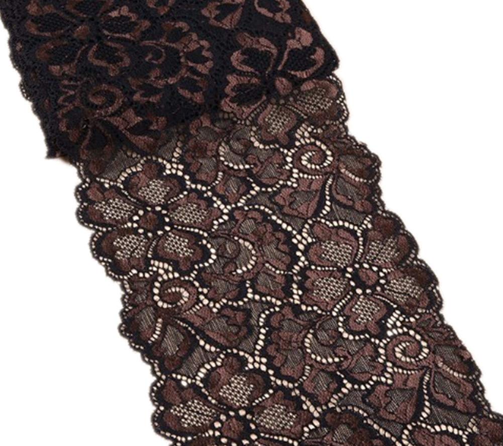 5 Yards Jasmin Metallic Floral Lace Ribbon Stretch Lace Trim Elastic Webbing Fabric Width 18cm for DIY Craft Jewelry Making Clothes Accessories Gift Wrapping Wedding Party Decoration(Chocolate)