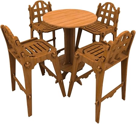 Amazon Com Bamboo Bar Set 1 High Top Table And 4 Chairs