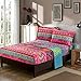 HNNSI 4 Pieces Bohemia Ethnic Bedding Sets Queen Size, Brushed Cotton Boho Duvet Cover Set with Fitted Sheet, Super Comfy Comforter Cover Sets,No Comforter(Fitted Sheet Set, Queen)