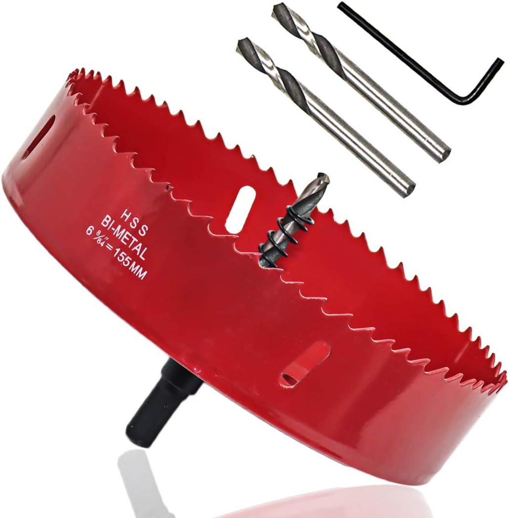 LICTOP 155mm/6.1'' BI -Metal Wood Hole Saws Bit Tooth Cutting for Cornhole Board Metal Plastic Fiberboard