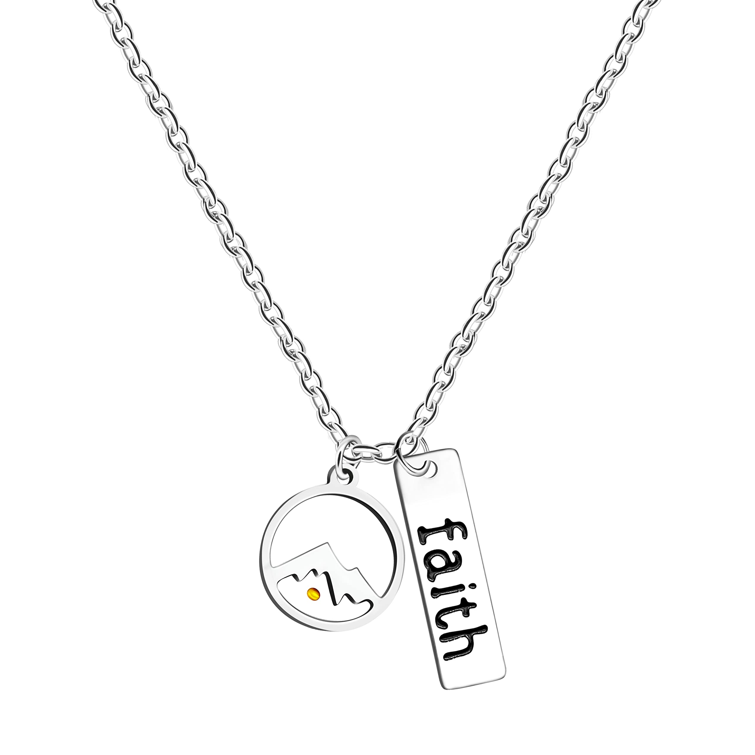 Uloveido Real Mustard Seed Mountain Round Pendant Faith Necklace Christian Jewelry Stainless Steel Y559 (Round Mountain)