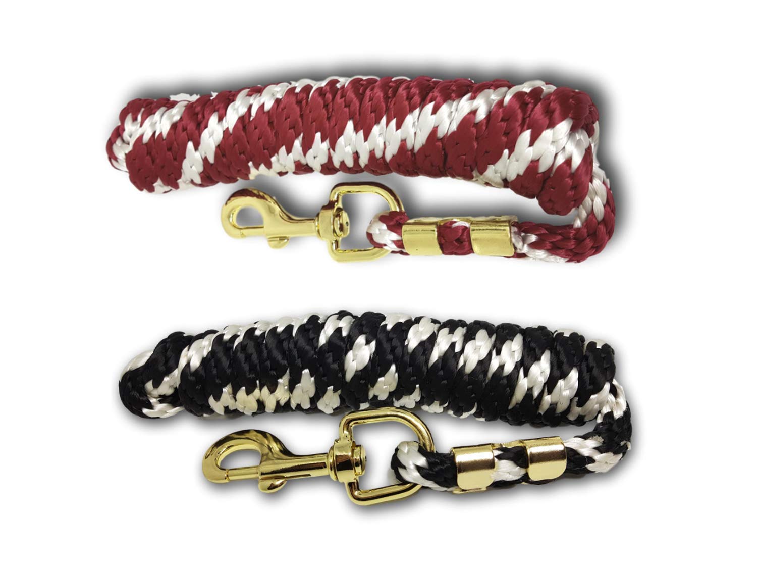 Lead Rope for Horse – Tie Rope in Various Stylish Designs, Lead Rope, Pony, Donkey, Goat (1 x Red + 1 x Black)