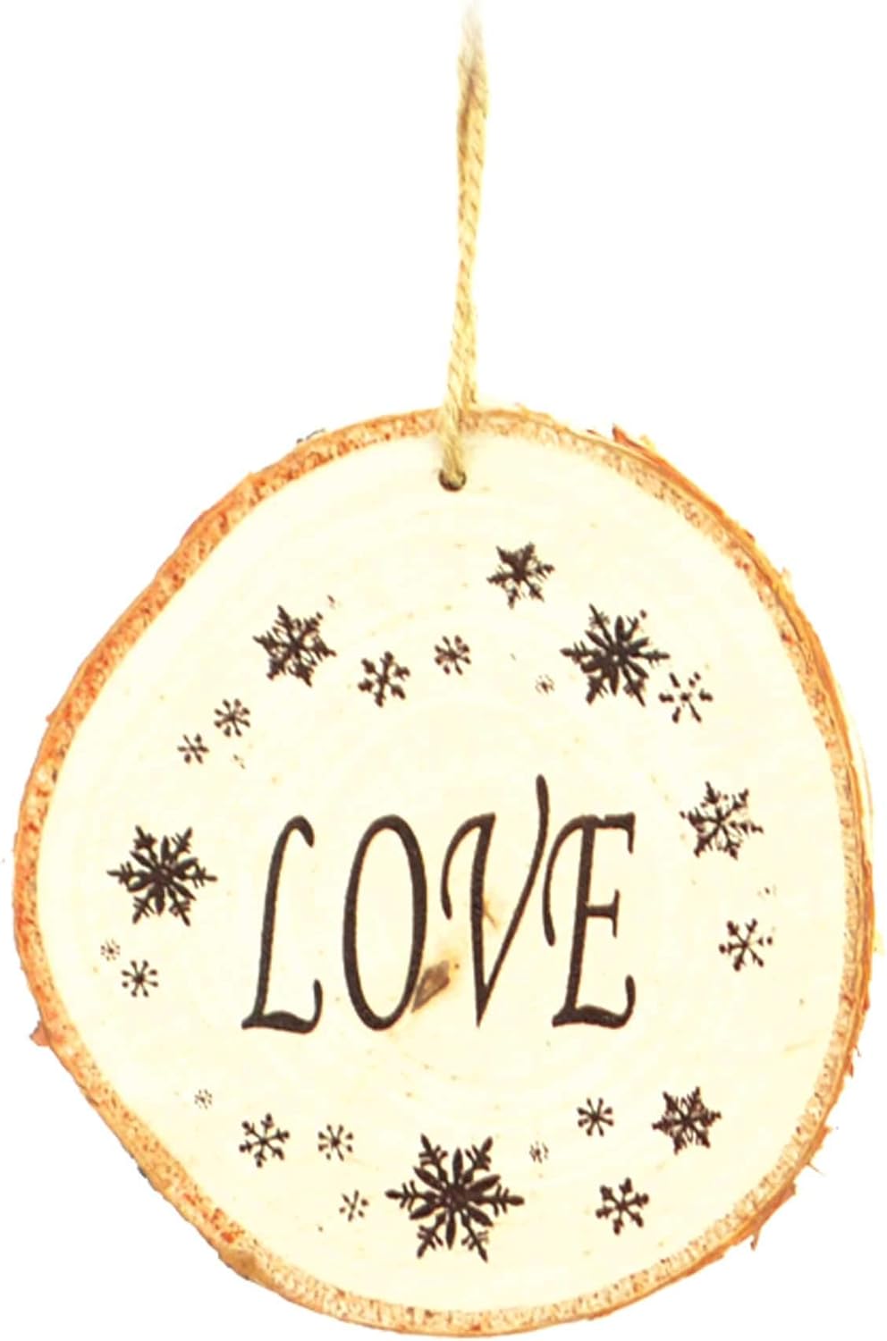 10cm Wooden Ornament Wording Love Christmas Tree Hanging Decorations Xmas Home Décor Gifts, Brown 15413-WOODEN-ORNAMENT-1PCS