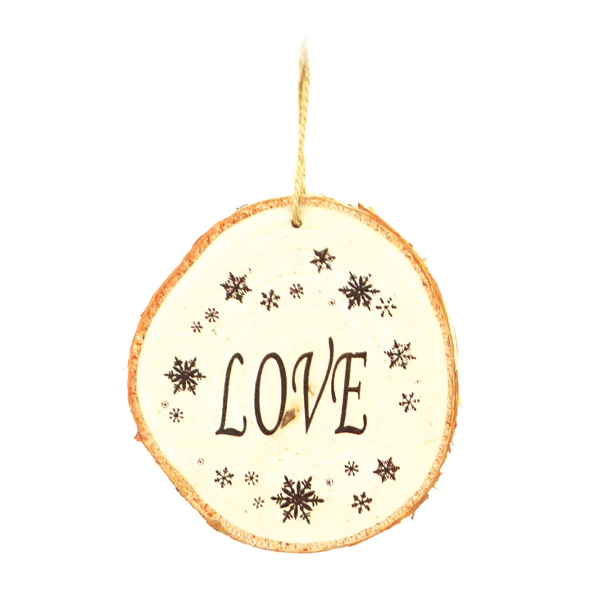 10cm Wooden Ornament Wording Love Christmas Tree Hanging Decorations Xmas Home Décor Gifts, Brown 15413-WOODEN-ORNAMENT-1PCS
