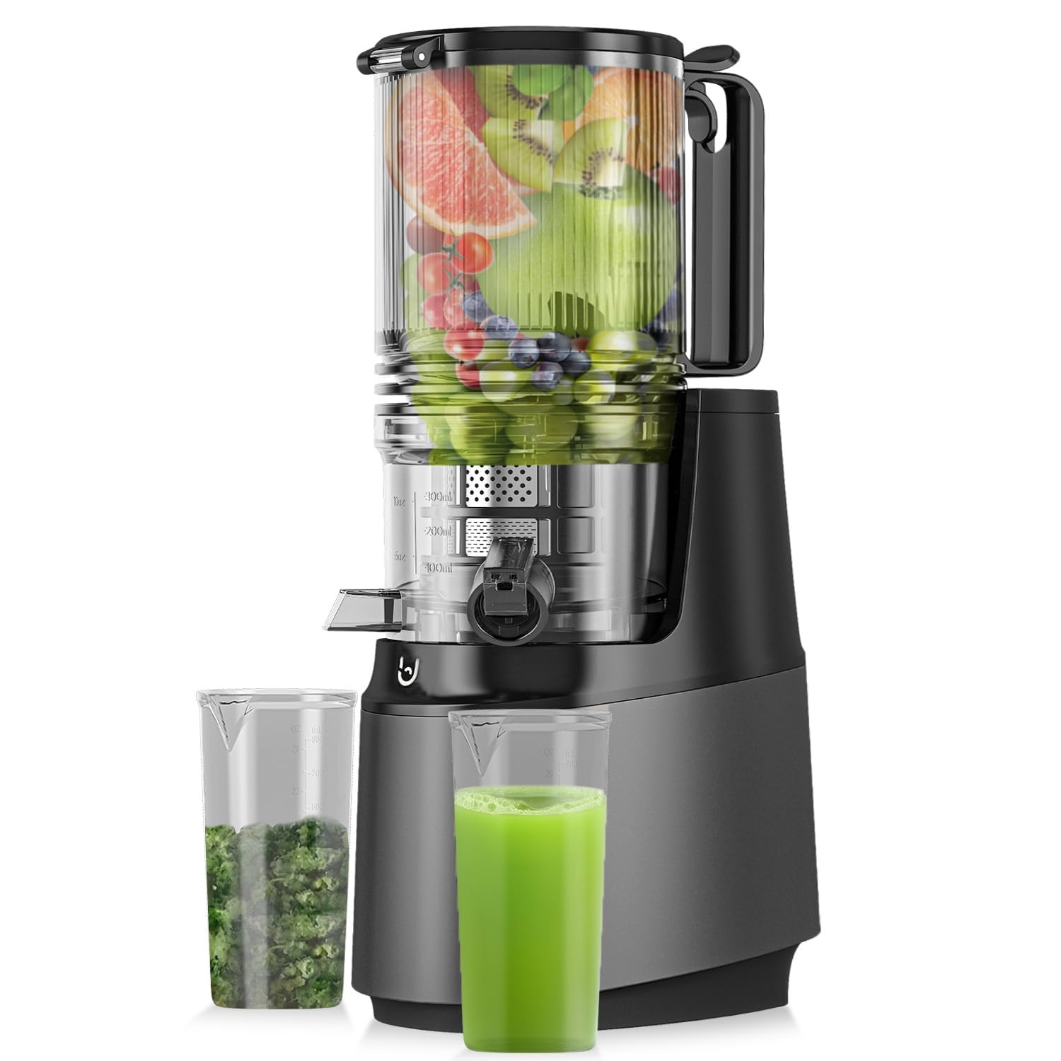 Photo 1 of Cold Press Juicer, 5.3" Wide Feed Chute Juice Extractor Machine with 400W, High Juice Yield, Slow Masticating Juicer for Whole Vegetables & Fruits, Grey