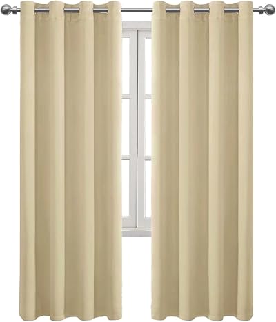 DWCN Blackout Curtains 55 x 79 Purple? Light Beige Thermal Insulated Panels 2