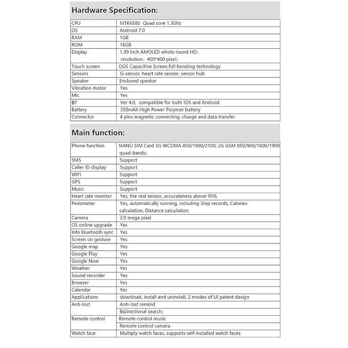 Amazon.com: Zwbfu KINGWEAR KW88 Pro 3G Smartwatch Phone 1.39 ...