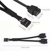 OUZHOU USB 2.0 9Pin Splitter Cable, 2x 9-Pin Male Extension for Motherboard view 4