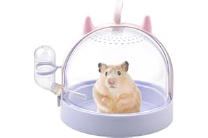 MUYG Portable Hamster Cage with Water Bottle,Hamster Carrier Cage High Permeability Travel Carry Cage Case for Gerbils Mice Guinea Pigs Sugar Glider Small Pet(Purple)