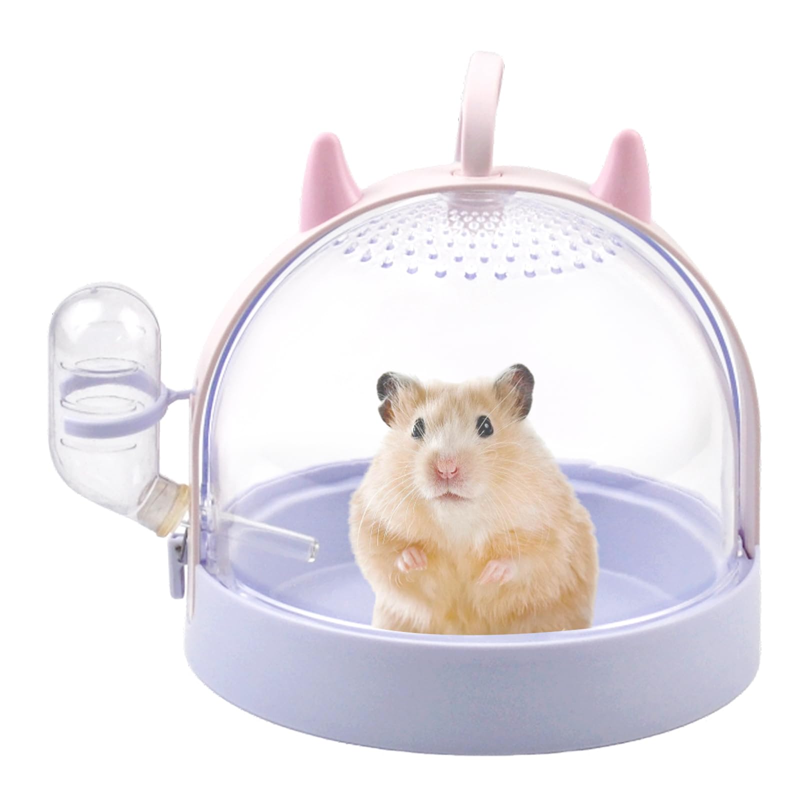 Photo 1 of MUYG Portable Hamster Cage with Water Bottle,Hamster Carrier Cage High Permeability Travel Carry Cage Case for Gerbils Mice Guinea Pigs Sugar Glider Small Pet(Purple)