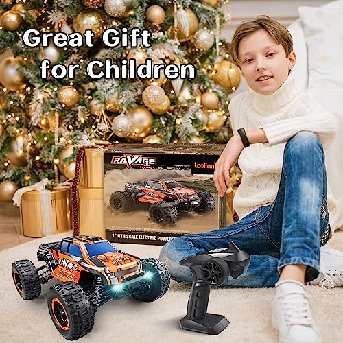 Loolinn | High-Speed Remote Control Car for Kids Gift - Hobby Grade, Top Speed 30 Km/h, Durable, 1:16 Scale RC Car, Adjustable Speed, Off-Road, All Terrain, 4WD - Gift Toys for Boys Girls and Adults