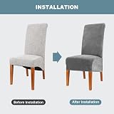 CMAKER Velvet Dining Chair Covers Large Stretch Slipcover Dark Gray 6 Pack view 6