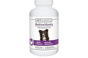 Vet Classics Antioxidants with Coenzyme Q-10 for Dogs, with Alfalfa, Green Tea, Vitamin C, & Wheat Grass, 120 Chewable Tablets
