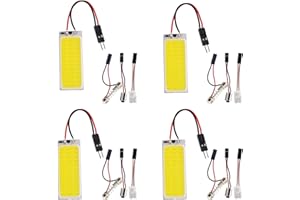 YM E-Bright Led Dome Light Auto Car Reading Led Panel Dome Light Interior with T10 BA9S Festoon Adapters COB 36SMD White (Pack of 4)