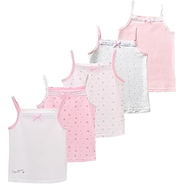 Lot De 5 Débardeurs En Coton Modal Pour Fille - Blanc Pastel - Taille 2 à 12 Ans - Tissu Doux, Respirant Et Extensible