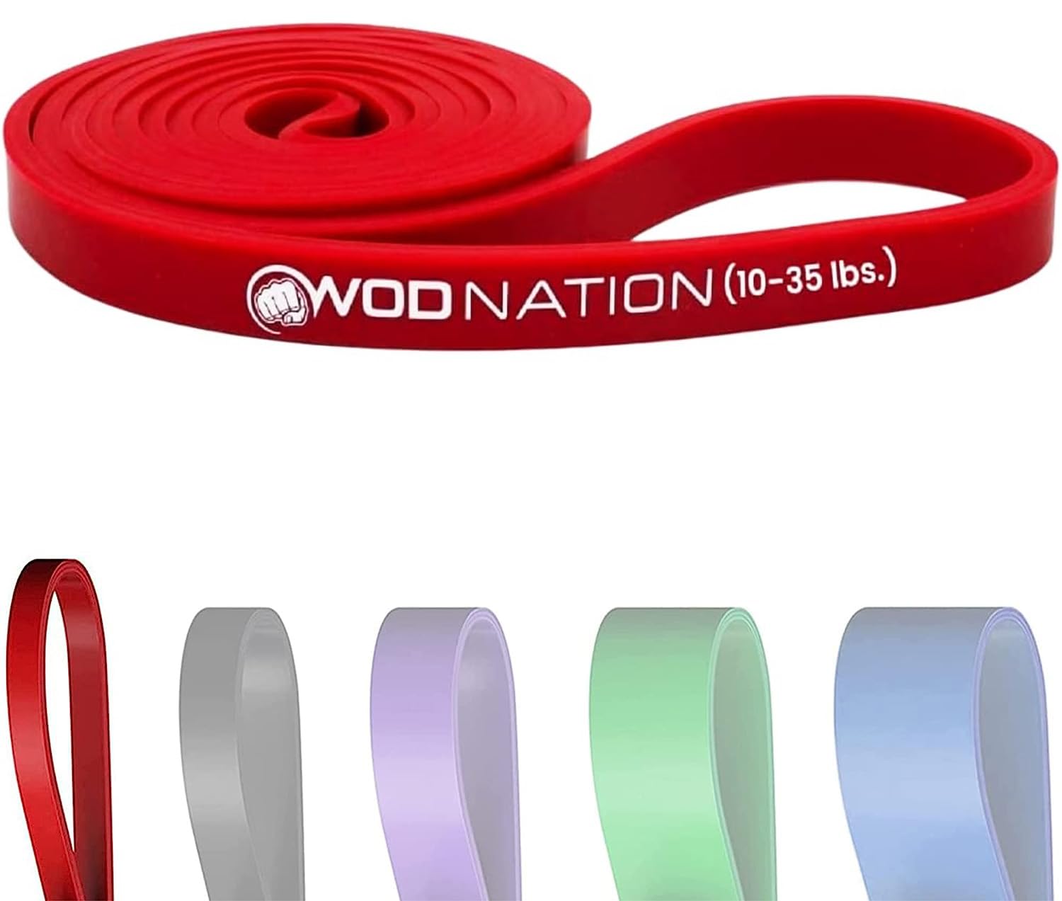 WOD Nation Resistance Bands for Men & Women - Thick Exercise Band - Stretch Bands for Exercise, Strength Training, Yoga, Stretching, Pull Up Assist, Pilates (4.5-15kg resistance, Beginner, Single)