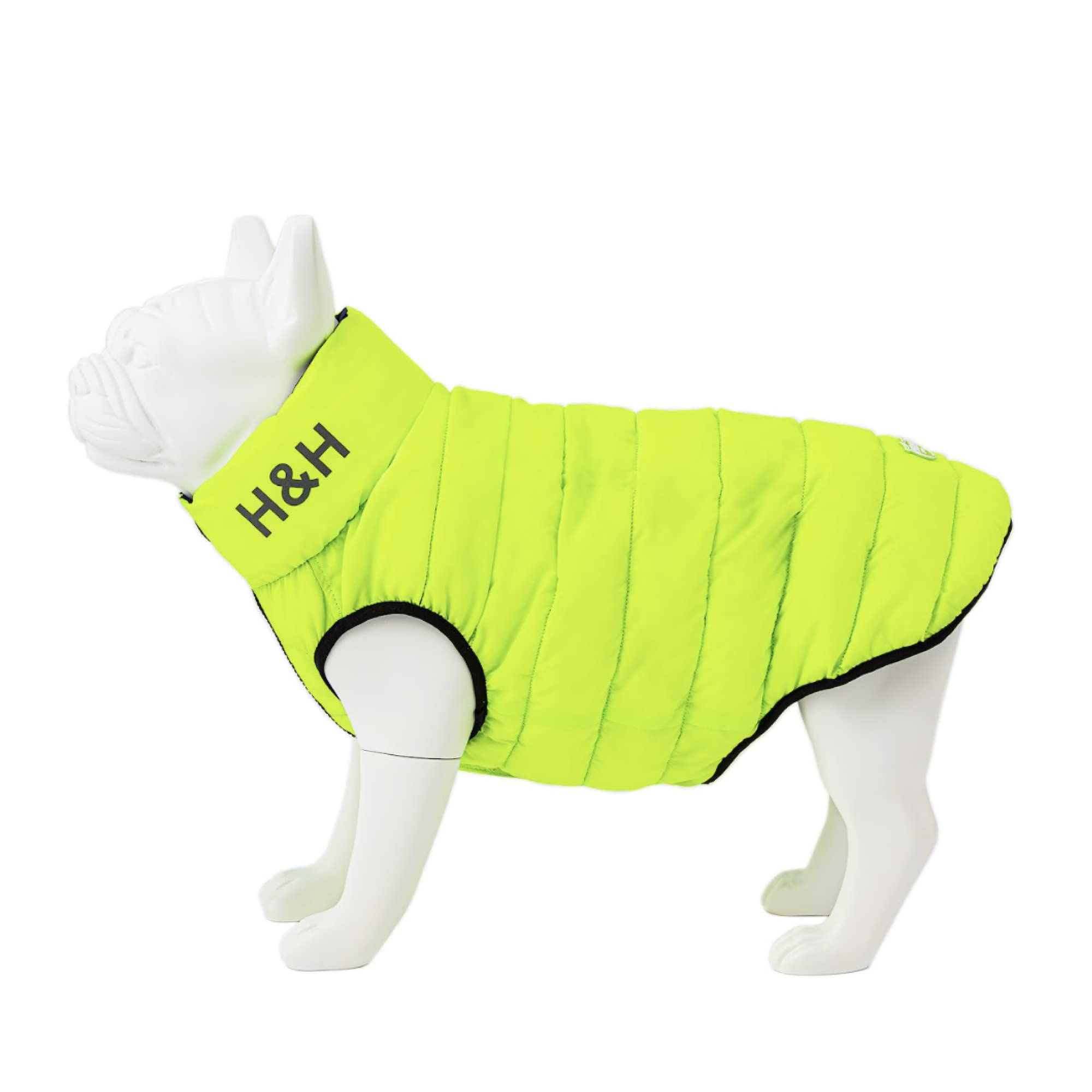 HUGO & HUDSON Reversible Dog Puffer Jacket, Windproof Water Resistant Coat, Green & Navy, XS25