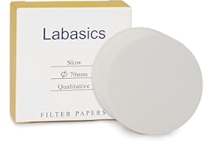 Labasics Slow Flow Qualitative Filter Paper with 10 Micron Pore Size, Cellulose Circles for Laboratory Analysis, 100 Pcs, 70 