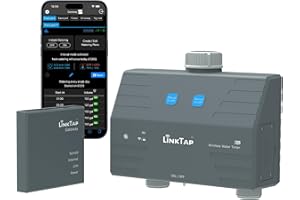 LinkTap D1 Smart Hose Timer & Gateway, 2 Zone Irrigation by Duration/Weather/Volume, Intelligent Fault Detection & Alerts, Wider Range Than WiFi Water Timer, Scalable Mesh Network via Extender