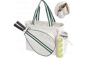 MOVKER Tennis Tote Bag with Shoe Compartment for Women Men Paddle Cover Pocket External Ball Bag and Waterproof Barrier Fence