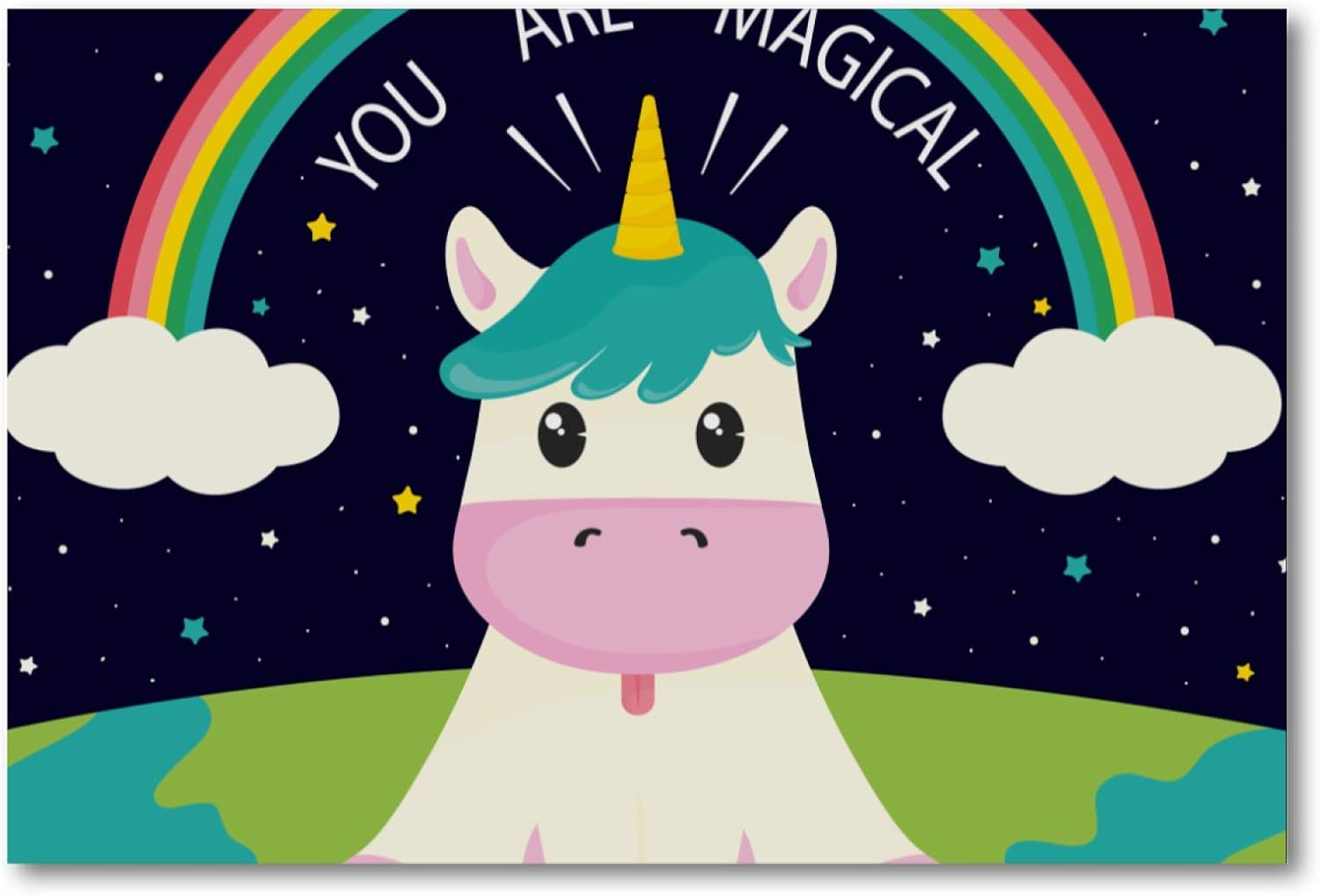 imobaby Wall Art Oil Painting Funny Unicorn Cow Rainbow You Are Magical on Canvas Picture Poster with Frame for Kitchen Bedroom Home Decor Modern Classic Artwork 60x80cm
