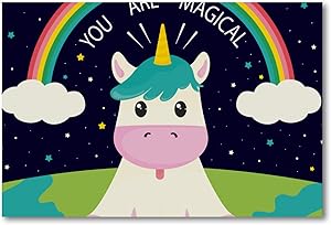 imobaby Wall Art Oil Painting Funny Unicorn Cow Rainbow You Are Magical on Canvas Picture Poster with Frame for Kitchen Bedroom Home Decor Modern Classic Artwork 60x80cm