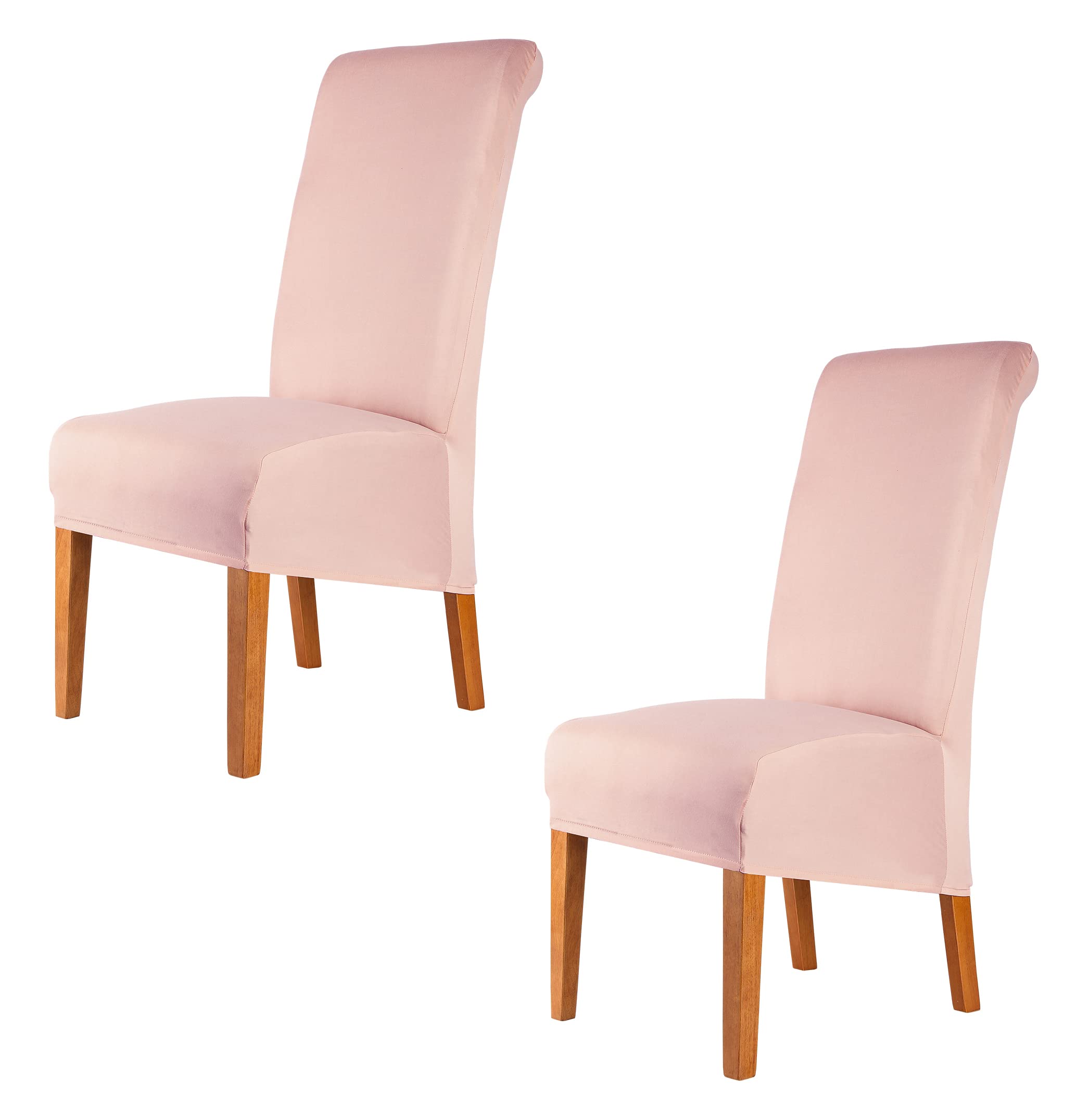 CMAKER High Back Chair Covers Stretch Spandex Fabric Chair Slipcover Seat Cover for Home Washable Removable Parsons Chair Protector Dining Room Kitchen Hotel,Set of 2,Pink