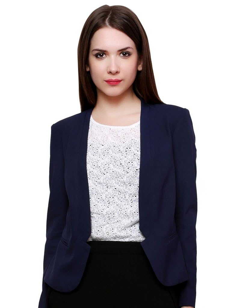 pannkh blue solid women's blazer