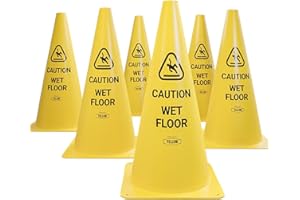 Yellow Safety® Commercial 19 Inch "Caution Wet Floor" Sign Cone, 6 ct., Easy to Use and Store