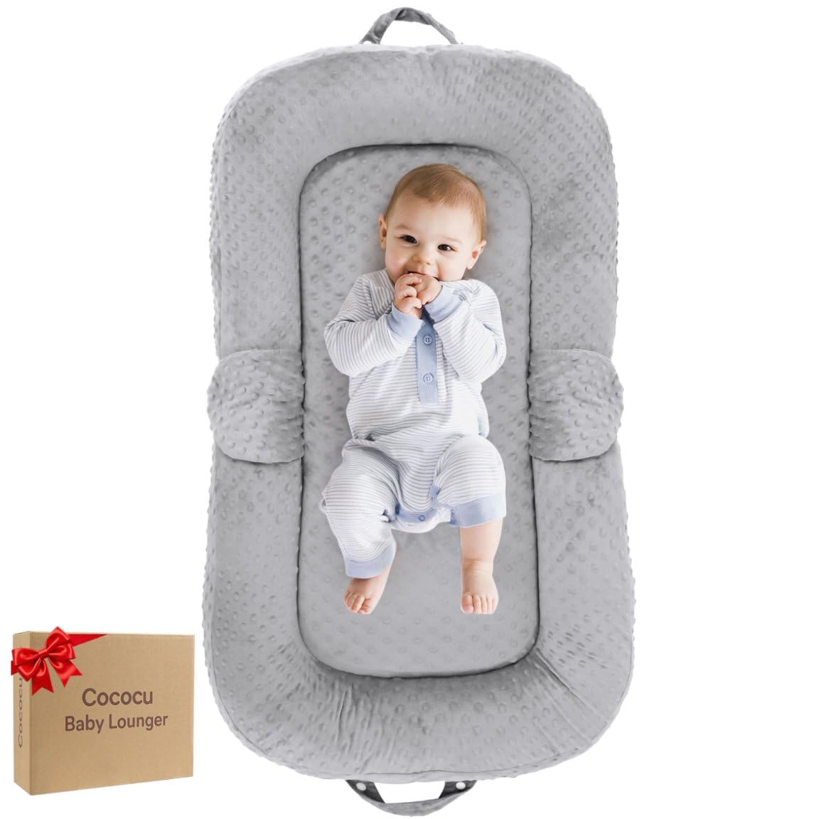 Photo 1 of Baby Lounger,Baby Lounger for Newborn,0-24 Months,Foldable Soft Infant Lounger for Home and Travel,Baby Nest Lounger,Newborn Essentials,Multi-Use Portable lounger for Supervised Play&Tummy Time,Grey
