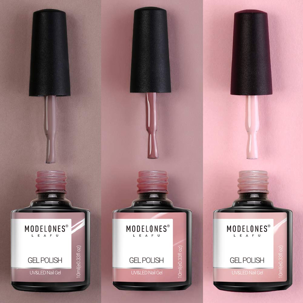 Modelones Gel Nail Polish Set - Nude Gray Series 6 Colors Gel Polish Set Kit LED Soak Off Gel Polish 0.33 OZ 10ML : Beauty