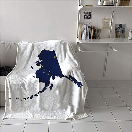 Amazon Williamsdecor Alaska スローブランケット アウトライン 最後のフロンティア州地図 旗付き 8つの黄金の星 デジタル印刷ブランケット オールシーズン対応 70 W X 93 L 178x237cm ひざ掛け ハーフケット オンライン通販