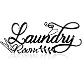 Farmhouse Black Metal Laundry Wall Organizer - Rust-Proof Utility Room Decor, Vintage Laundry Room Wall Art for Home, 15.7x6.2 Inch