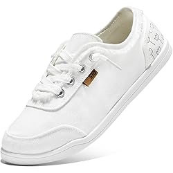 STQ White Slip On Sneakers for Women Low Top