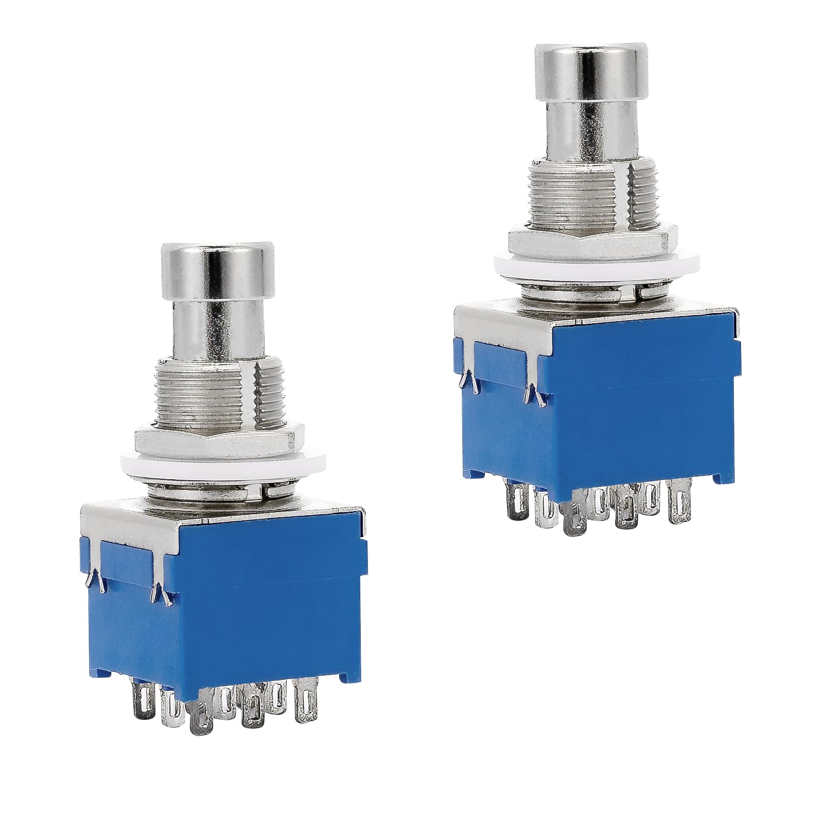 Pxyelec 2pcs 9 Pin 3PDT Guitar Effects Pedal Box Stomp Foot Metal Switch True Bypass