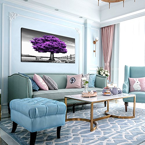 Wall Art for living Room Landscape Purple Tree Canvas Wall Decor 1