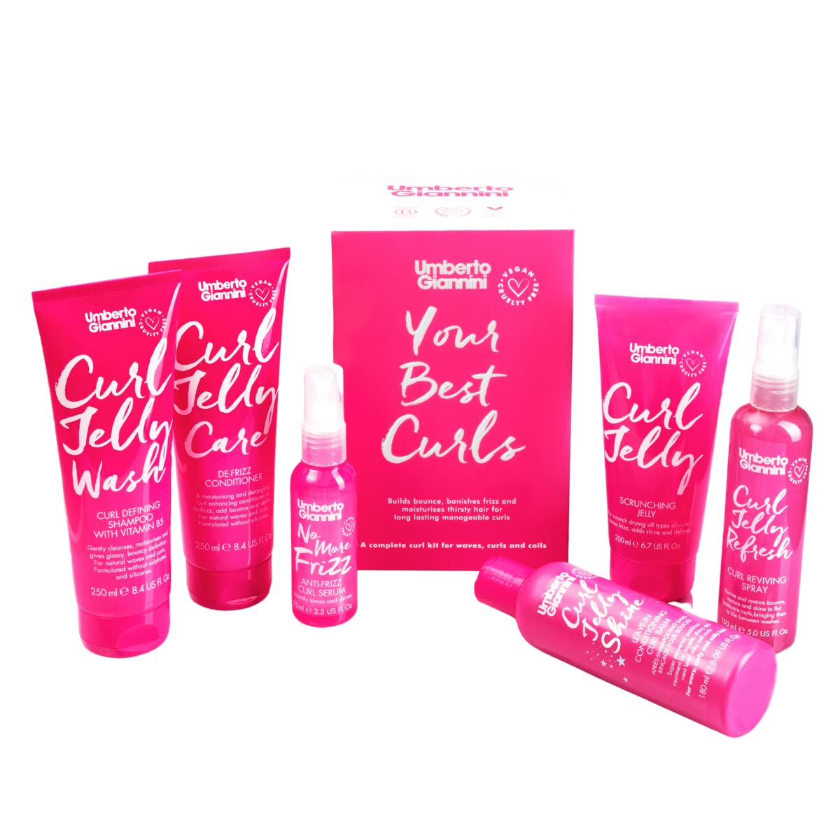 Umberto Giannini Your Best Curls Wash and Styling Curl Jelly Gift Set - Vegan & Cruelty Free Kit for Waves, Curls and Coils (Gift Box, Set of 6 Products) — image 1